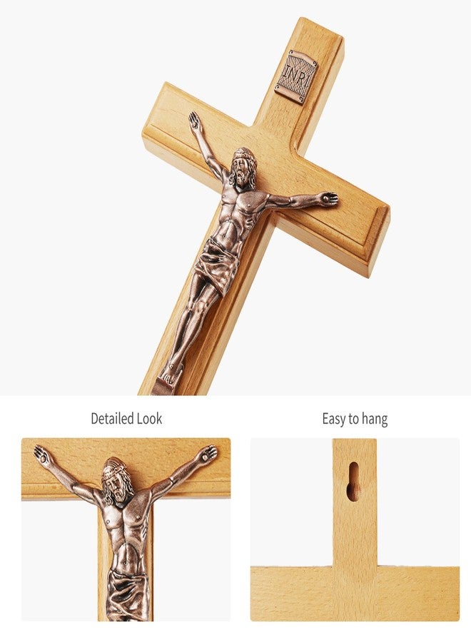 ACHIBANG Catholic Crucifix Wall Cross - 12 Inch Wooden Jesus Cross for Wall, Faithful Christian Cross Wall Gift for Prayer Room, Home, Confirmation or Easter - Image 3